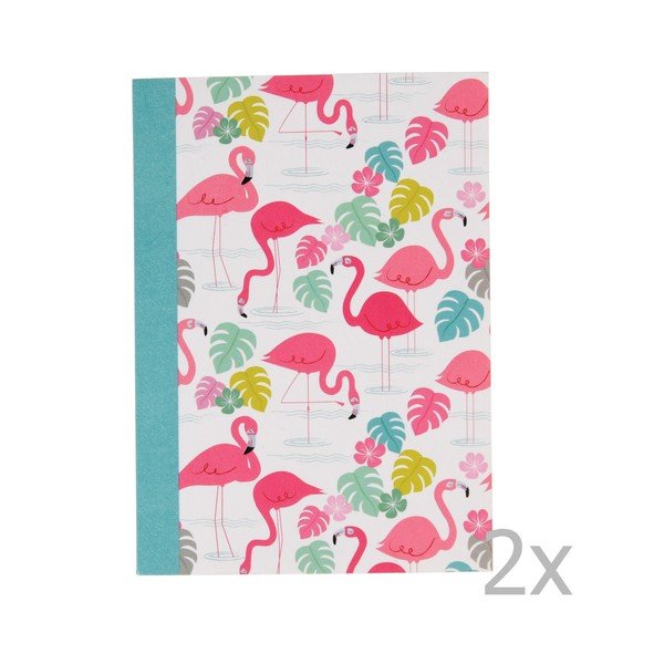 2 sąsiuvinių su flamingais rinkinys Rex London Flamingo Bay