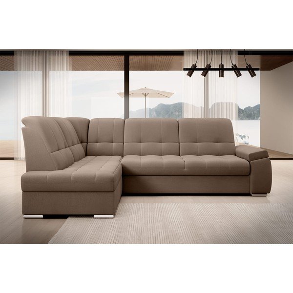 Rudos spalvos iš velveto sulankstoma/su sandėliavimo vieta kampinė sofa (su kairiuoju kampu/„L“ formos) Sado – ELTAP-image-3