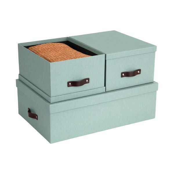 Daiktadėžės iš kartono mėtų spalvos su dangčiu 3 vnt. 31x47x15 cm Inge – Bigso Box of Sweden-image-3