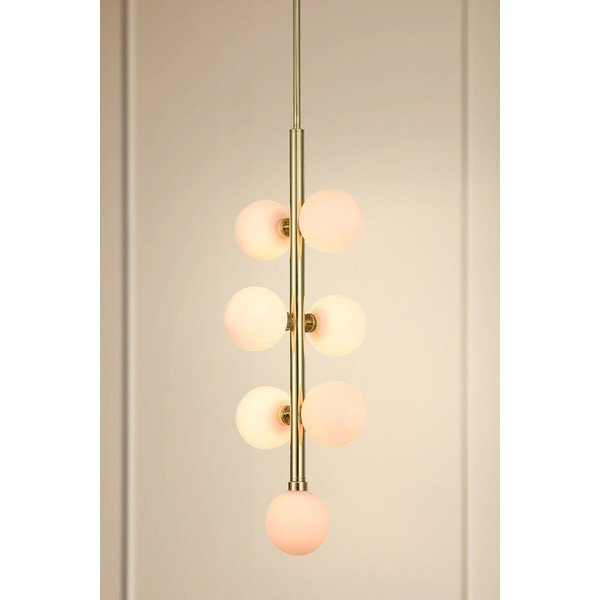 Baltos spalvos/auksinės spalvos iš metalo kabantis šviestuvas ø 27 cm su stiklo gaubtu Trieste – Premier Housewares-image-1
