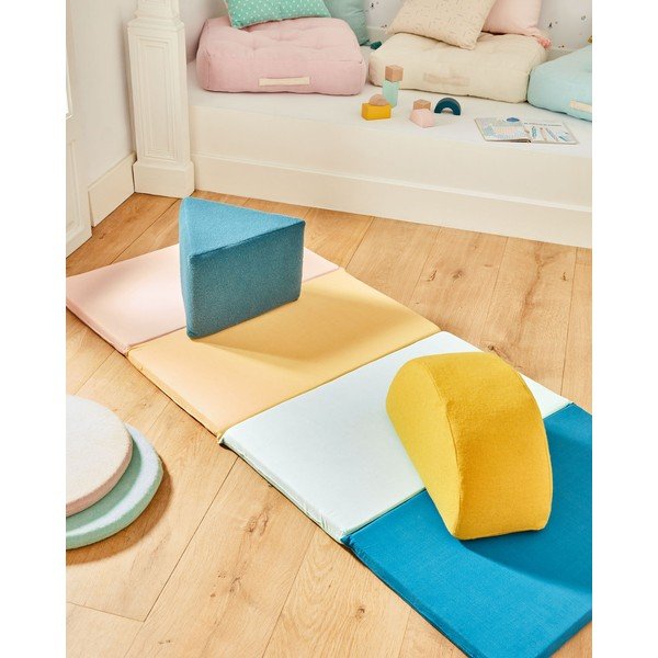 Mėlynos spalvos iš vilnos vaikiškas pufas Jalila – Kave Home-image-3