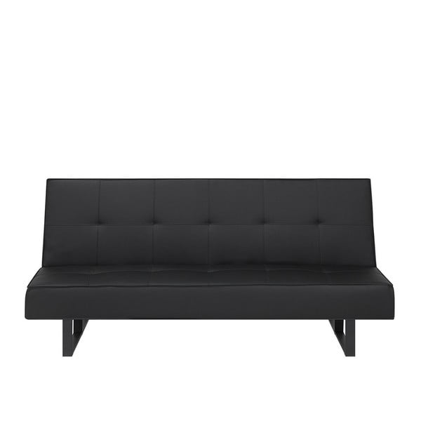 Juodos spalvos sofa-lova iš eko odos "Monobeli Sinthia-image-1