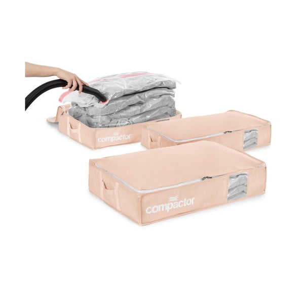 Vakuuminės iš plastiko daiktadėžės po lova 3 vnt. 65x45x15,5 cm Pink Edition – Compactor-image-4