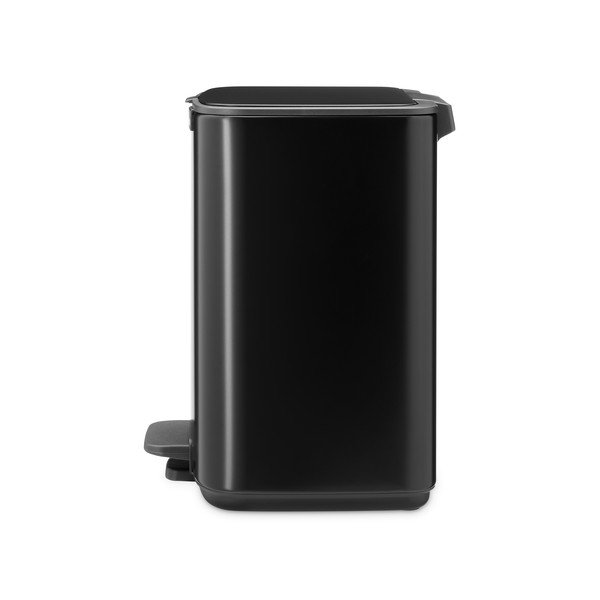 Matinės juodos spalvos šiukšliadėžė iš plieno su pedalu 7 l Bo – Brabantia-image-3