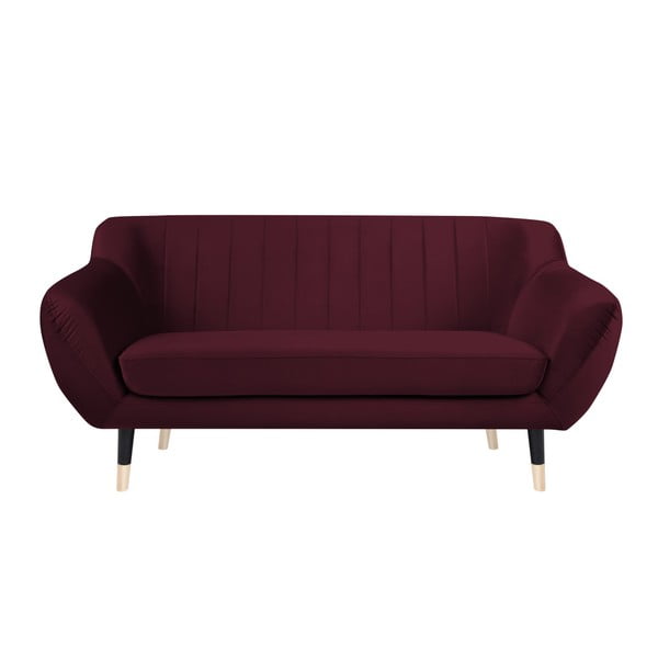 Vyno raudonos spalvos sofa su juodomis kojomis Mazzini Sofas Benito, 158 cm