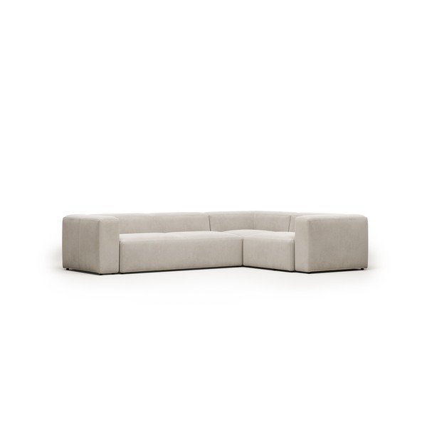 Smėlio spalvos kampinė sofa iš šenilinio audinio Blok – Kave Home