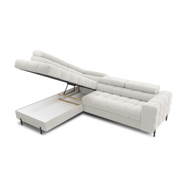 Kreminės spalvos iš boucle sulankstoma/su sandėliavimo vieta kampinė sofa (su kairiuoju kampu/„L“ formos) Ferucce – ELTAP-image-4