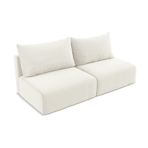 Kreminės spalvos sulankstoma/su sandėliavimo vieta sofa iš velveto 216 cm Kalena – Makamii-image-3