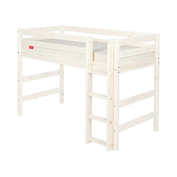 Balta vaikiška aukštesnė lova iš pušies medienos Flexa Classic, 90 x 200 cm