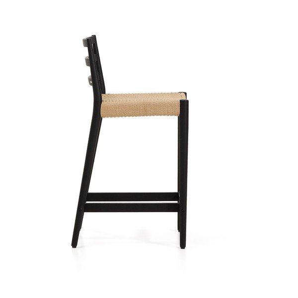 Juodos spalvos/natūralios spalvos iš ąžuolo masyvo baro taburetė (sėdynės aukštis 65 cm) Analy – Kave Home-image-4