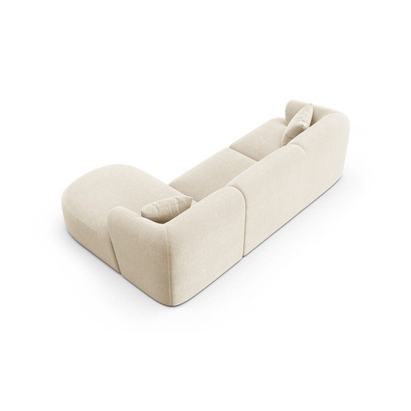 Smėlio spalvos kampinė sofa iš velveto (su dešiniuoju kampu/su gultu) Campi – Cosmopolitan Design-image-4
