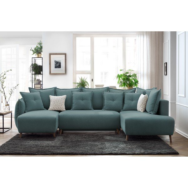 Sulankstoma kampinė sofa turkio spalvos (su dešiniuoju kampu/„U“ formos) Nessa – Bobochic Paris-image-1