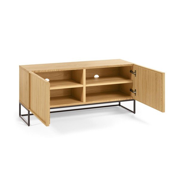 Natūralios spalvos TV spintelė iš ąžuolo 112x51x42 cm Taiana – Kave Home-image-4