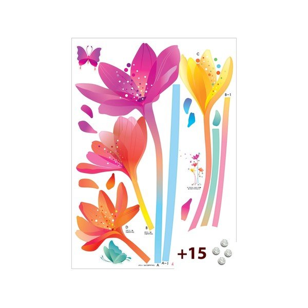 Lipdukų ir 15 Swarovski kristalų rinkinys Ambiance Rainbow Flowers-image-1