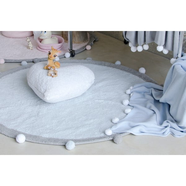 Skalbiamas/rankų darbo iš medvilnės vaikiškas kilimas šviesiai mėlynos spalvos ø120 cm Bubbly – Lorena Canals-image-4