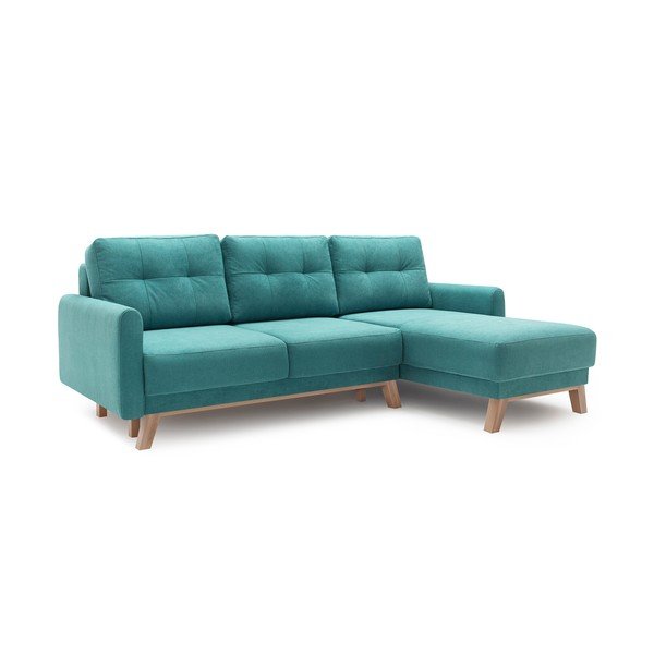 Turkio spalvos kampinė sofa-lova Bobochic Paris Balio, kampas dešinėje (II kokybė)-image-3