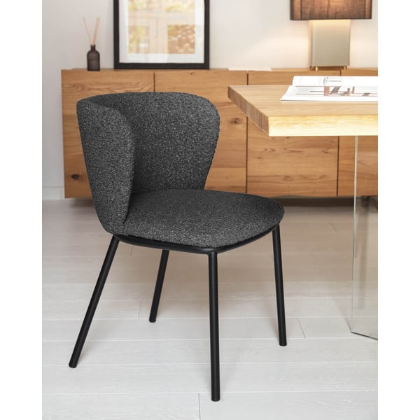 Juodos spalvos iš audinio valgomojo kėdė Ciselia – Kave Home-image-1