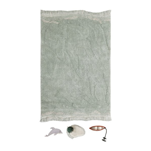 Iš medvilnės vaikiškas žaidimų kilimas mėtų spalvos 90x130 cm Waves – Lorena Canals