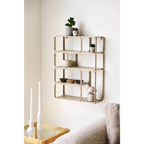 Smėlio spalvos iš metalo kelių aukštų sieninė lentyna 48 cm Lanciano – House Nordic-image-1