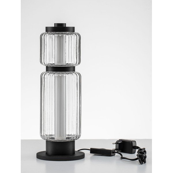 Matinės juodos spalvos iš stiklo stalinis šviestuvas LED (aukštis 39 cm) Liesa – Nova Luce-image-4