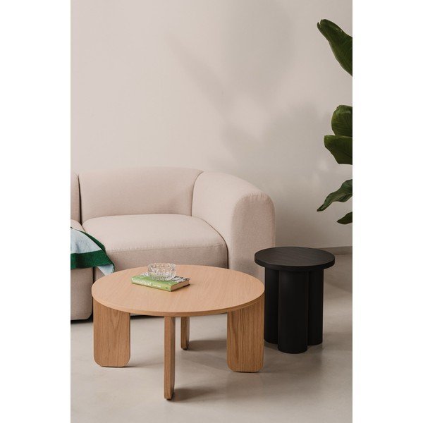 Juodos spalvos apvalios formos kavos staliukas su ąžuolo dekoro stalviršiu ø 75 cm Kuvu – noo.ma-image-3