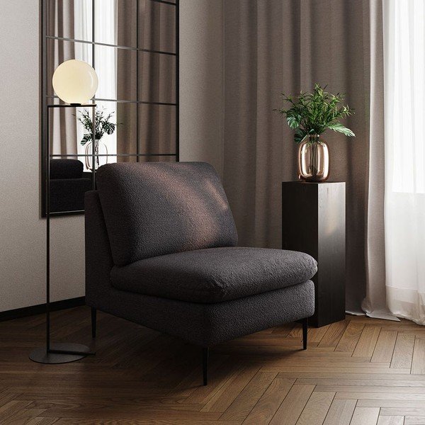 Juodos spalvos iš boucle krėslas Belle – Rodier-image-1