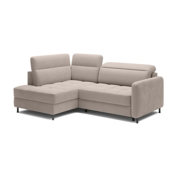 Šviesiai rudos spalvos iš velveto sulankstoma/su sandėliavimo vieta kampinė sofa (su kairiuoju kampu/„L“ formos) Barea – ELTAP-image-2