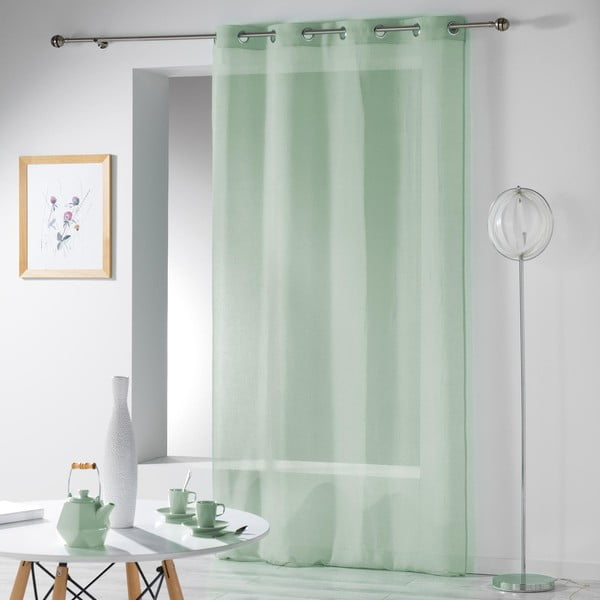 Šviesiai žalios spalvos permatoma užuolaida 140x280 cm Telma – douceur d'intérieur-image-2