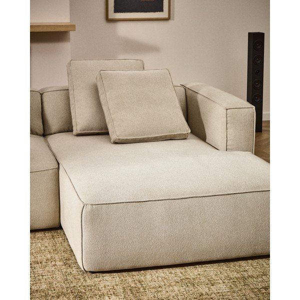 Smėlio spalvos sulankstoma kampinė sofa iš šenilinio audinio (su dešiniuoju kampu/su gultu) Marela – Kave Home-image-1