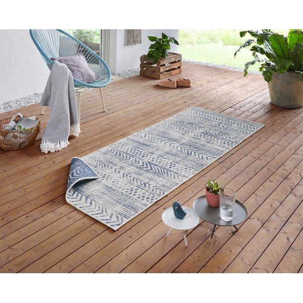Mėlynos ir kreminės spalvos dvipusis lauko kilimas NORTHRUGS Biri, 80 x 250 cm-image-1