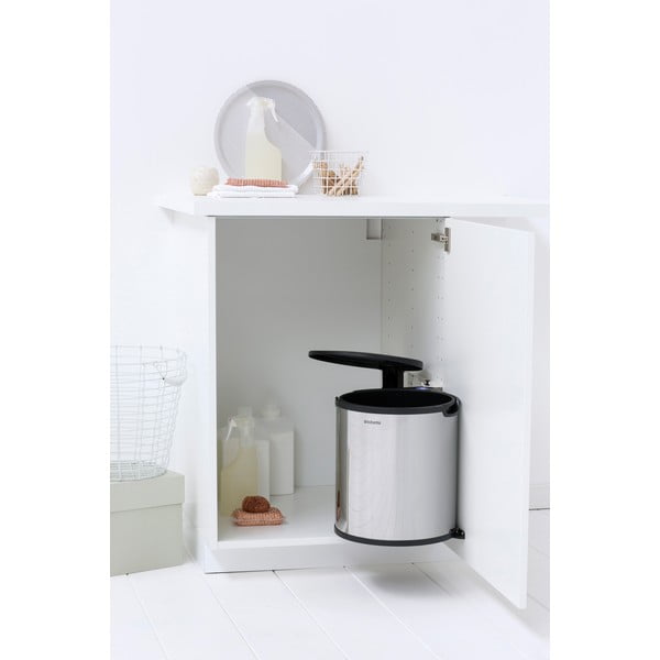 Iš plieno įmontuota šiukšliadėžė blizgios sidabrinės spalvos 15 l – Brabantia-image-1