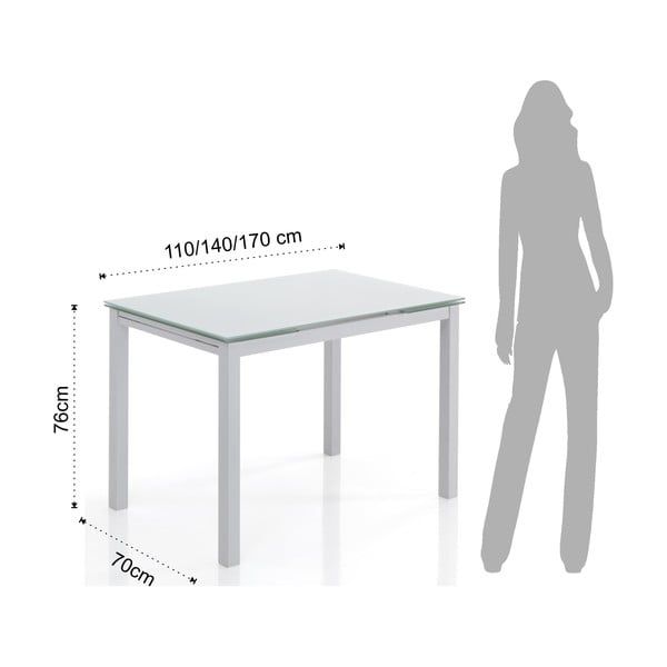 Prailginamas valgomojo stalas su stikliniu stalviršiu 70x110 cm Fast – Tomasucci-image-4
