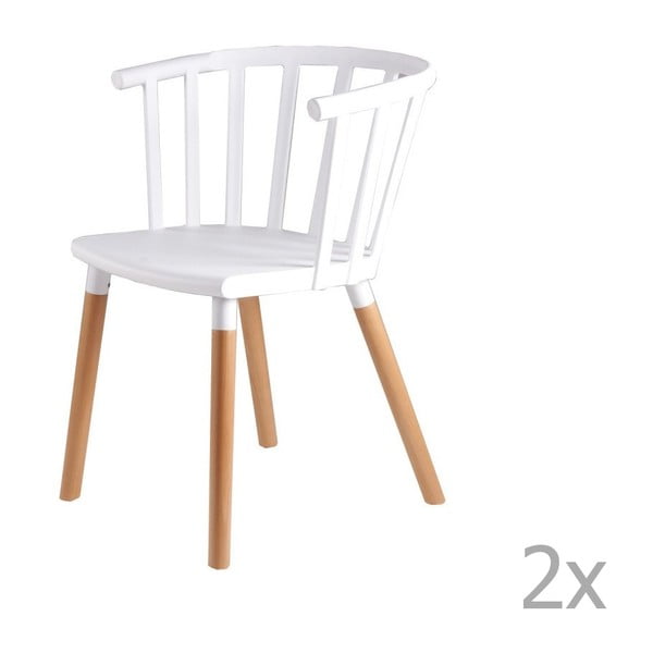2 baltų valgomojo kėdžių su medinėmis kojomis rinkinys "Jenna