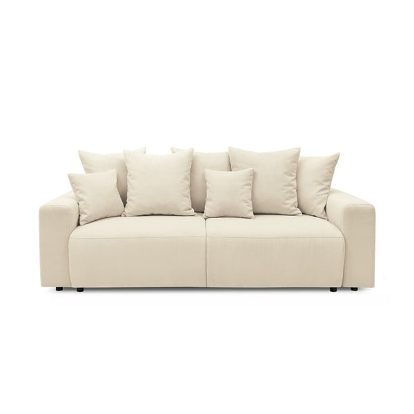 Kreminės spalvos velvetinė sofa-lova Bobochic Paris Envy