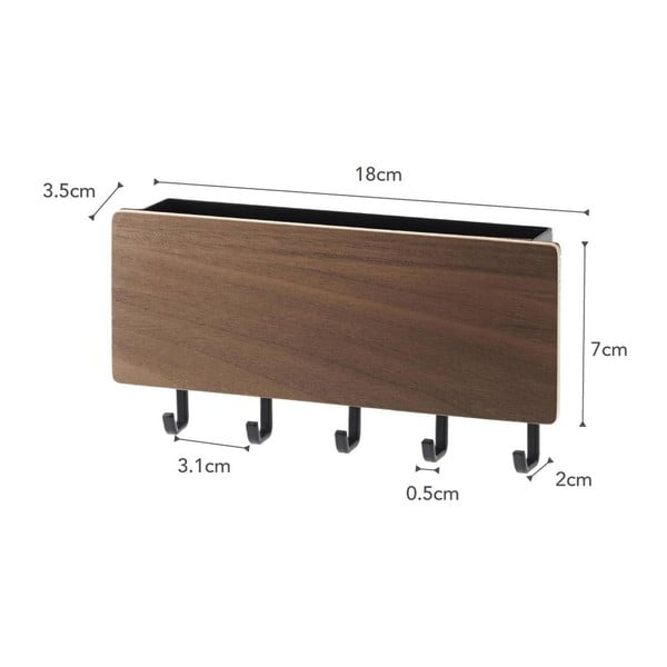 Juoda kabykla raktams su lentyna ir mediniu elementu Yamazaki Rin-image-3