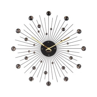 Juodos spalvos laikrodis Karlsson Sunburst, ø 50 cm