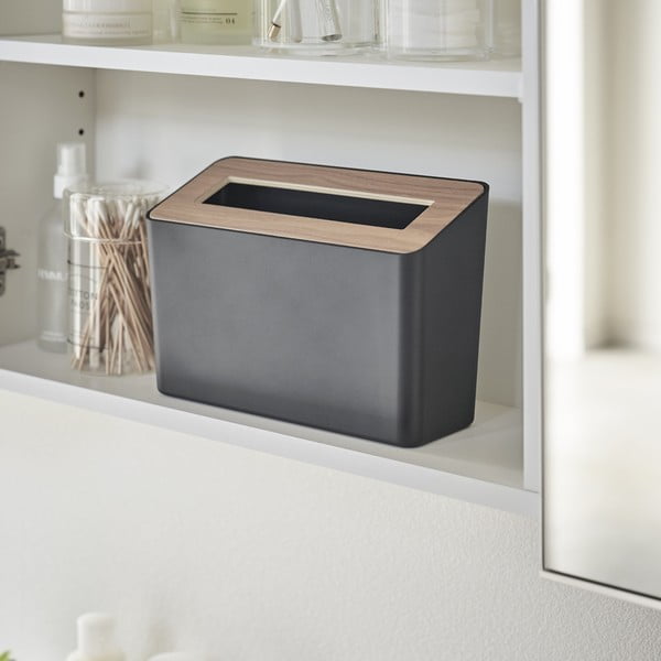 Juodos spalvos iš plastiko šiukšliadėžė biurui 2,3 l Rin – YAMAZAKI-image-1