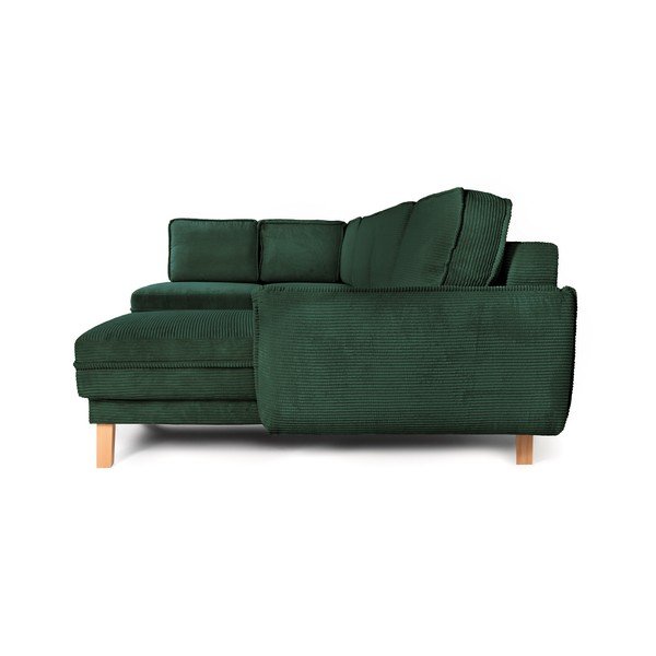 Tamsiai žalios spalvos sulankstoma/su sandėliavimo vieta kampinė sofa iš kordinio velveto (su kairiuoju kampu/„U“ formos) Tori – Bonami Selection-image-4