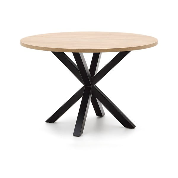 Apvalios formos valgomojo stalas juodos spalvos/natūralios spalvos ø 120 cm Argo – Kave Home-image-2