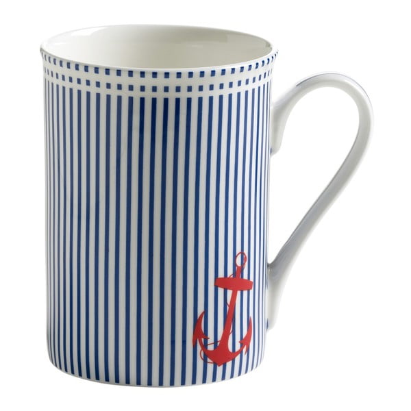 Kaulinio porceliano puodelis "Maxwell & Williams Nautical Blue Stripes", 400 ml
