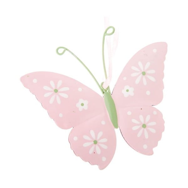 2 rožinės spalvos metalinių pakabinamų dekoracijų rinkinys Dakls Butterfly
