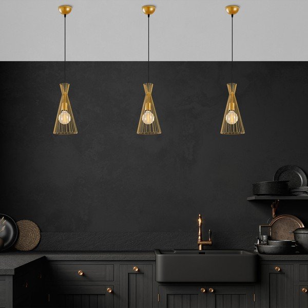 Kabantis šviestuvas auksinės spalvos ø 20 cm su metaliniu gaubtu Mezopotamya – Opviq lights-image-2
