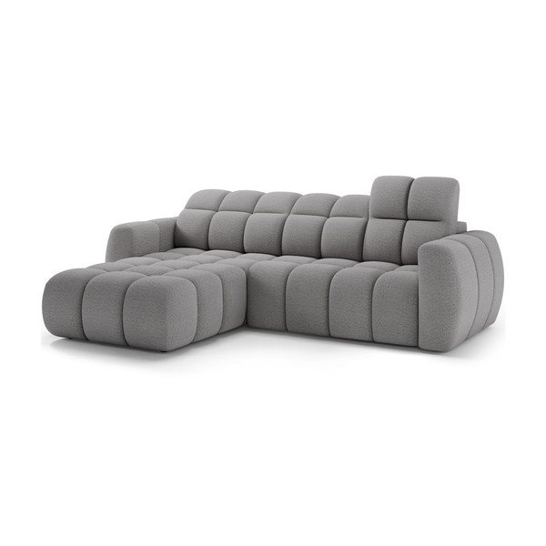 Pilkos spalvos kampinė sofa iš boucle (su kairiuoju kampu/su gultu) Fanito – ELTAP-image-2