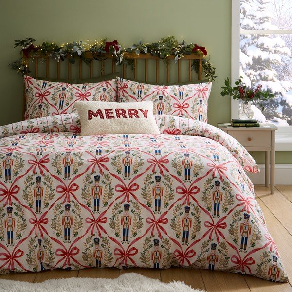 Natūralios spalvos viengulė patalynė 135x200 cm Christmas Nutcracker Bows – Catherine Lansfield-image-3