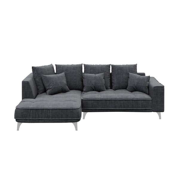 Tamsiai pilka kampinė sofa Devichy Chloe, kairysis kampas, 256 cm