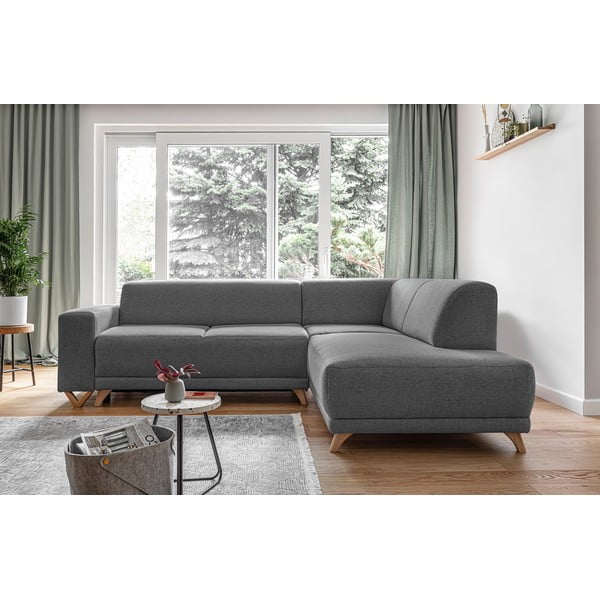 Pilkos spalvos sulankstoma/su sandėliavimo vieta kampinė sofa (su dešiniuoju kampu/„L“ formos) Classy Sophie – Miuform-image-1