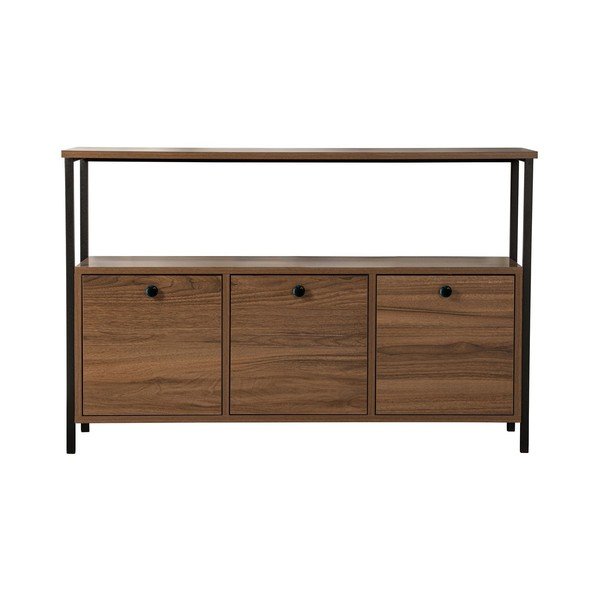 Tamsios natūralios spalvos konsolinis staliukas iš riešutmedžio 29,5x120 cm Solace – Kalune Design