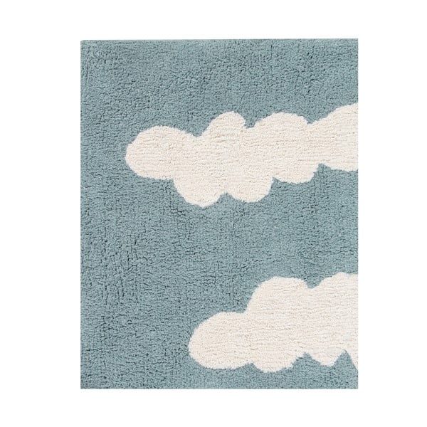 Skalbiamas/rankų darbo iš medvilnės vaikiškas kilimas mėlynos spalvos 120x160 cm Clouds Vintage Blue – Lorena Canals-image-4