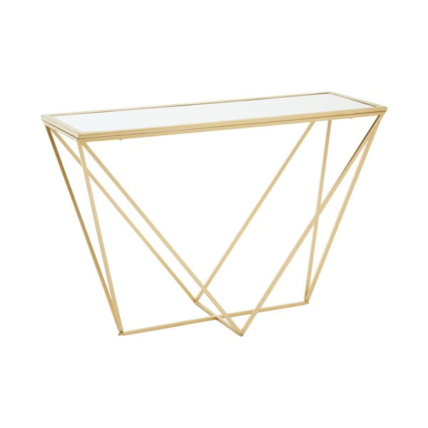 Konsolinis staliukas auksinės spalvos su stikliniu stalviršiu 40x120 cm Farran – Premier Housewares-image-3