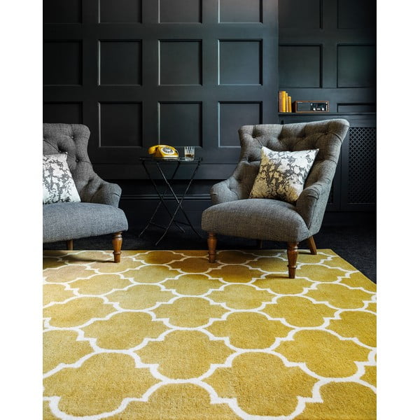 Rankų darbo iš vilnos kilimas ochros spalvos 80x150 cm Albany – Asiatic Carpets-image-1